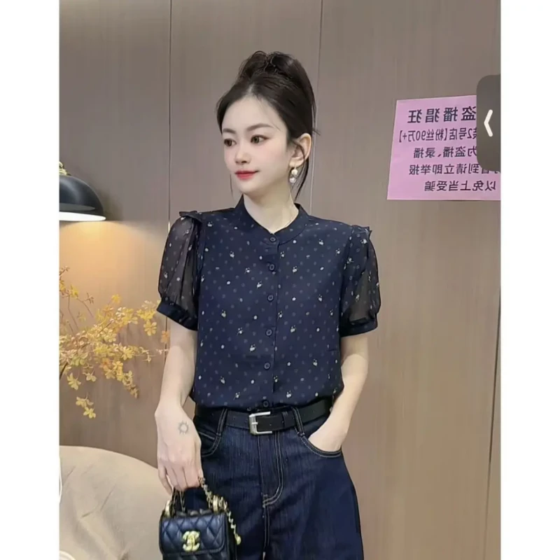 【6531】新品减龄碎花印花衬衫时尚宽松百搭夏季短袖