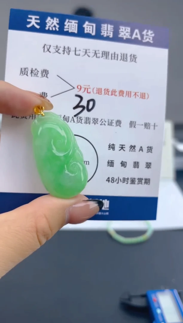 颈饰18K金镶嵌翡翠纯天然缅甸翡翠A货