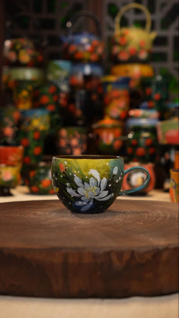 紫砂油画釉下彩手绘