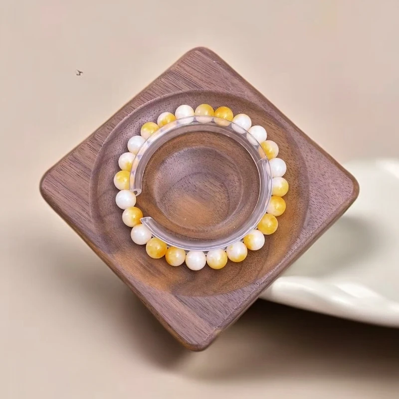 【佳玺壹店】030 天然玉石 黄沁 白月光 8mm