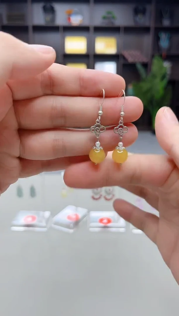 银S925镶嵌耳饰玛瑙/玉髓702000