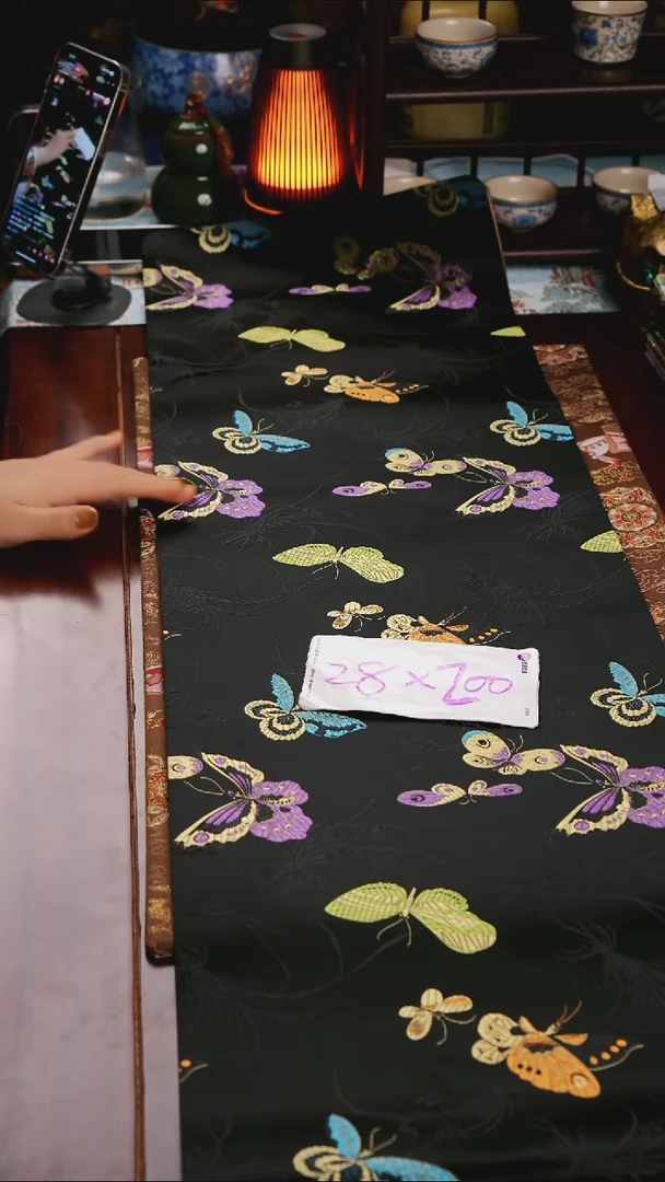 【梦幻蝴蝶单面】中国风干泡织锦茶席28*200