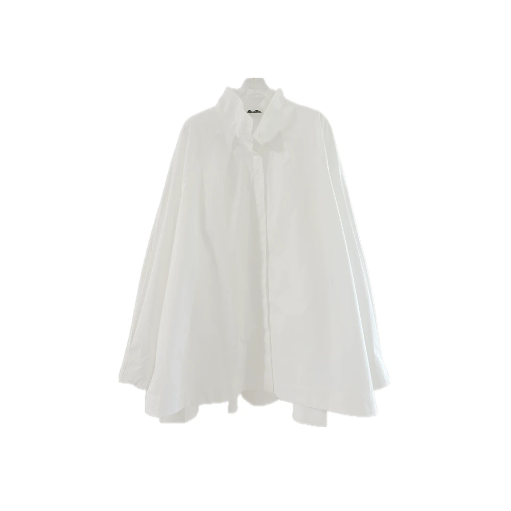 【小众设计款】精梳棉立领百搭长袖宽松衬衫白色休闲薄衬衣