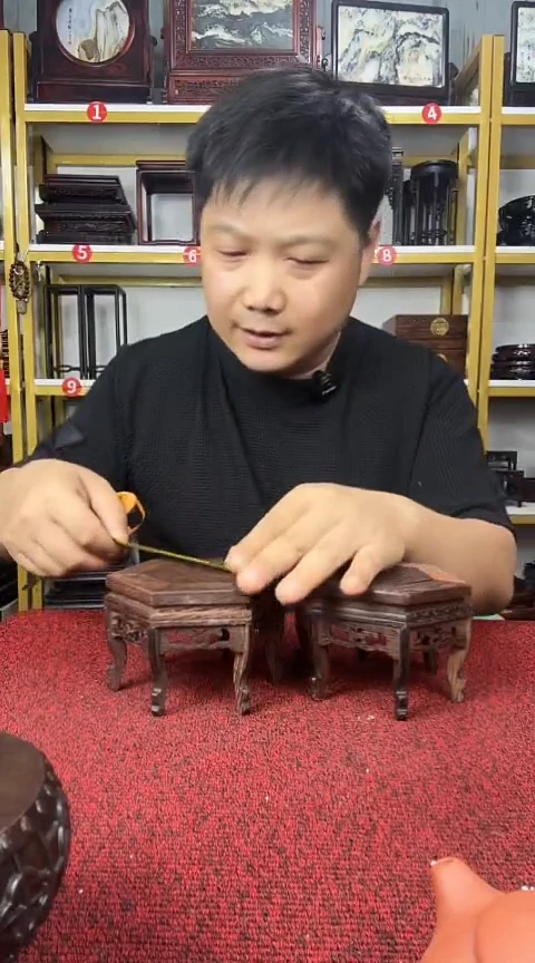 紫檀木类端景台12.5CM六角//2个
