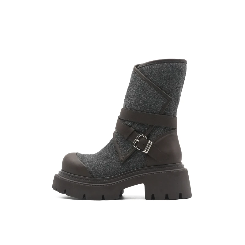 【25款现货】糖糖短靴新款潮走秀厚底休闲运动百搭英伦头ns风靴透气