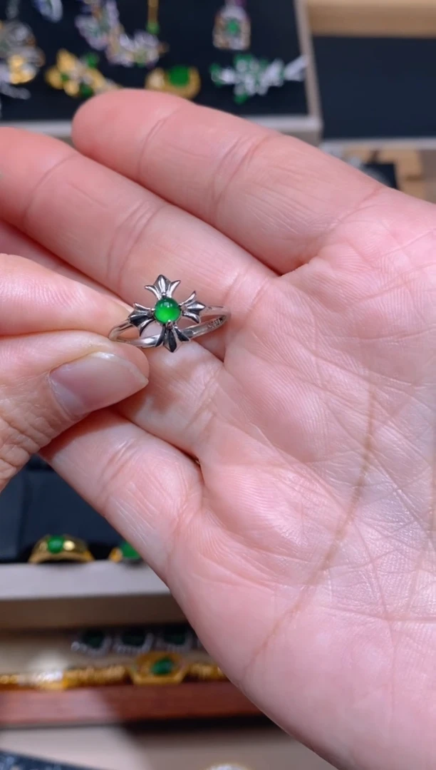 【闪购商品】翡翠戒指银S925镶嵌戒指