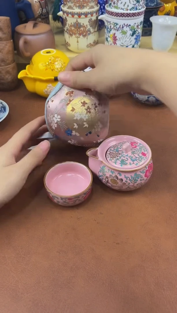 陶瓷茶具摆件旅行套组