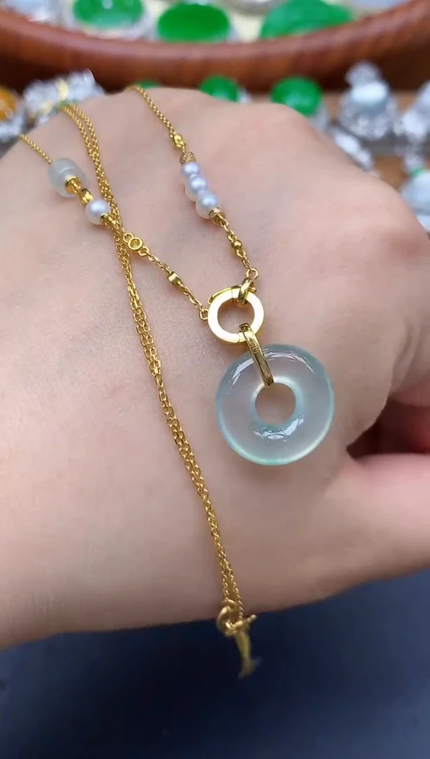 颈饰18K金镶嵌翡翠462-中国好珍宝