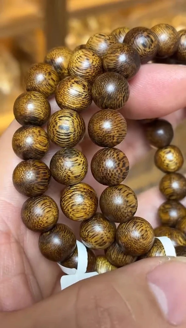 沉香手串 海南莺歌绿圆珠单圈1.0+多样性发其一