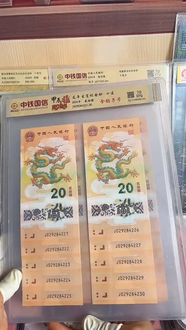 塑料2024年龙年生肖纪念钞带豹子号标十