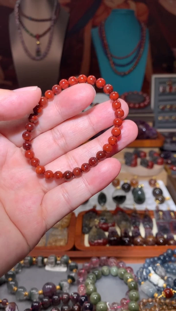 未镶嵌珠宝半成品水晶红极光6mm多样性发其一