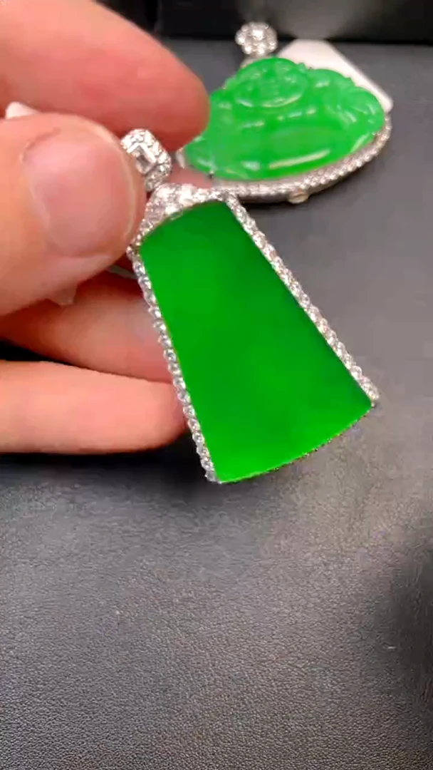 吊坠(不含链)银S925镶嵌翡翠吊坠