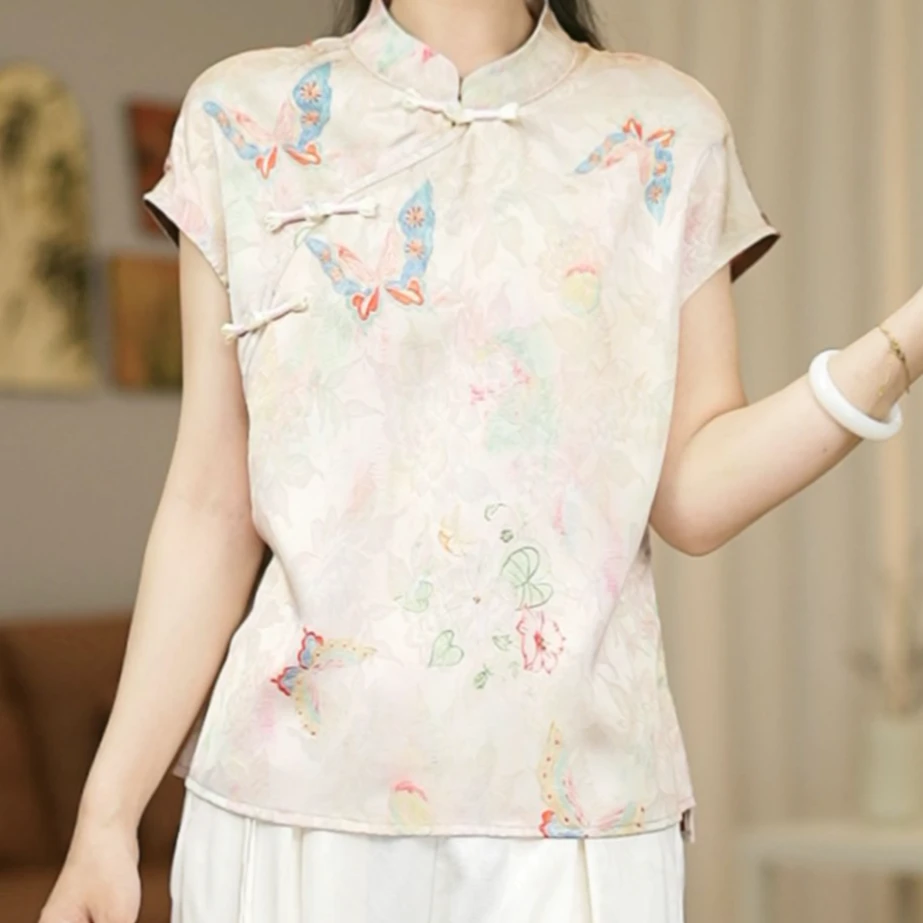 【A1101-蝶恋花】改良版新中式国风女款复古修身开衫飞袖上衣