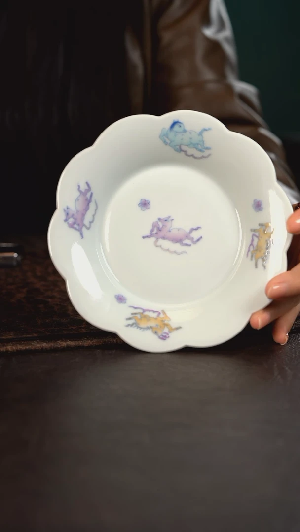 【闪购商品】杯聚澜堂斗彩小鹿葵口壶承