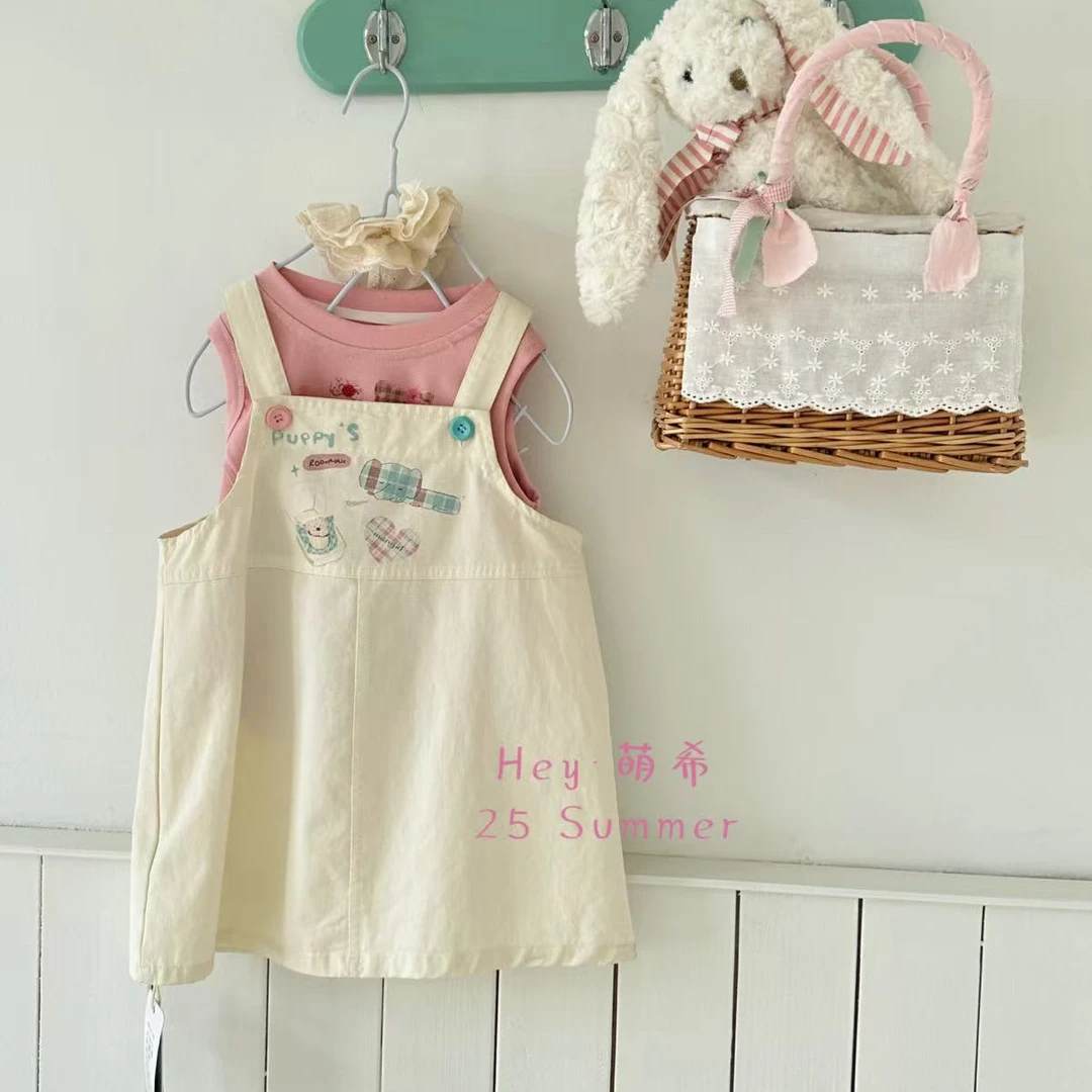 {花卷卷}2025夏季女童小象拼色兔子耳朵背带裙818