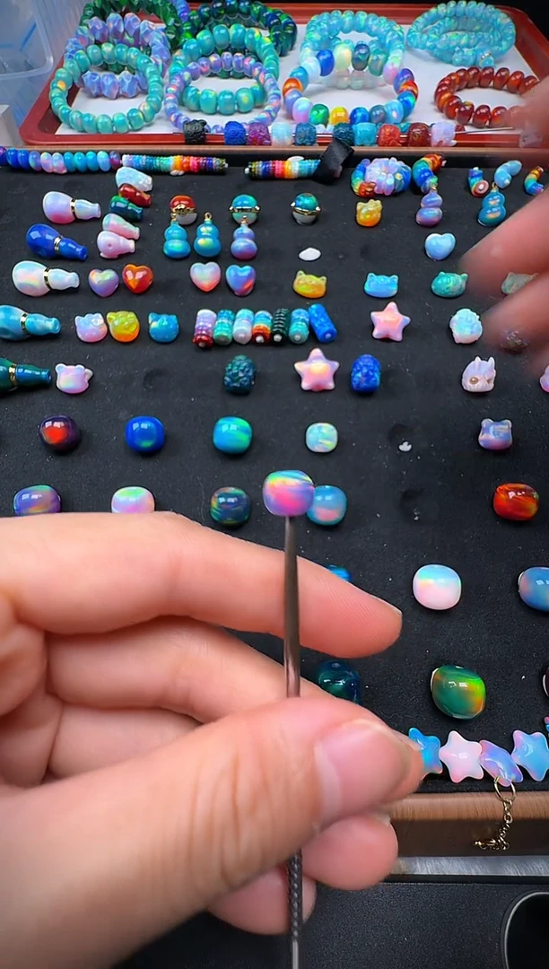 树脂制品人造欧泊卡8梵高紫老型珠单颗