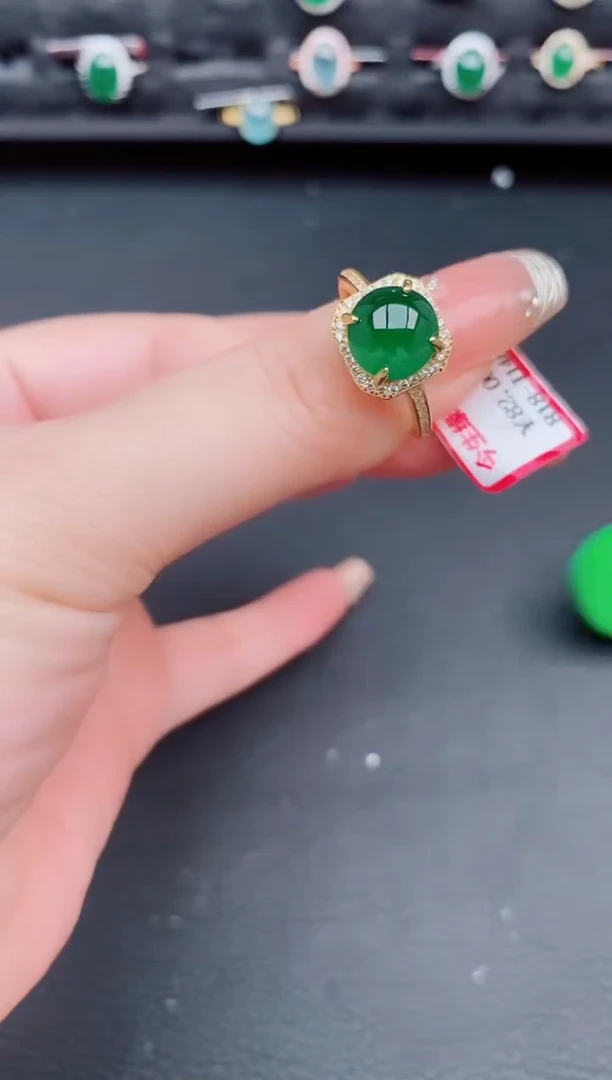 翡翠戒指银S925镶嵌天然a货翡翠294