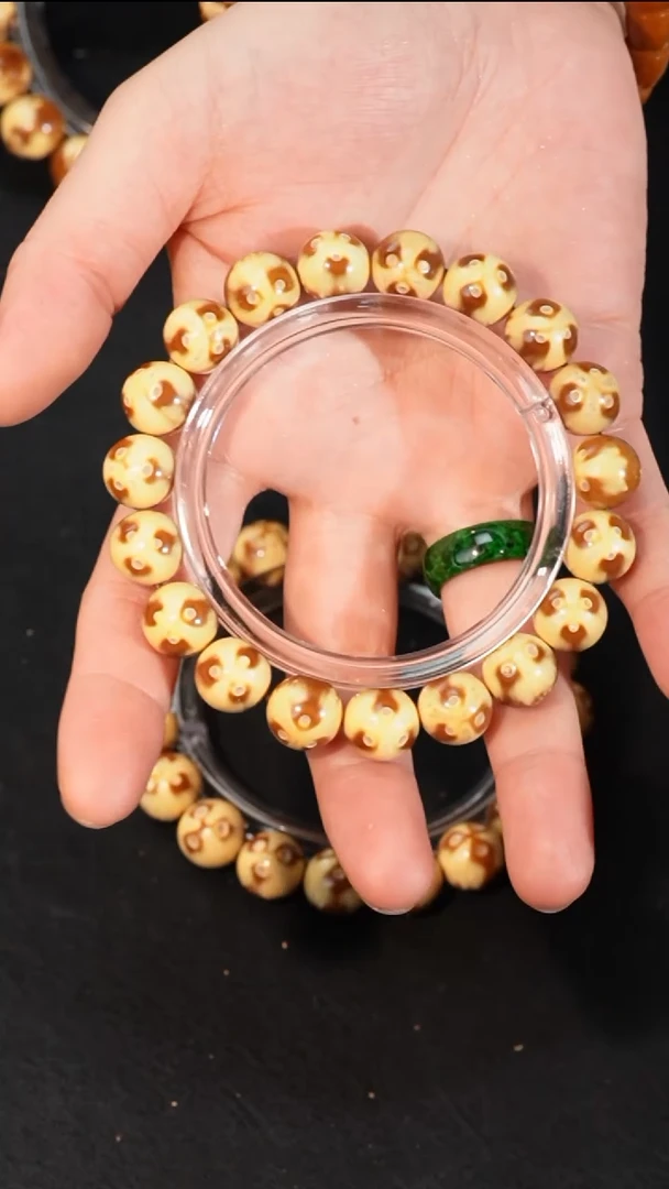 紫金鼠手串头货精品熊猫正圆光珠11mm