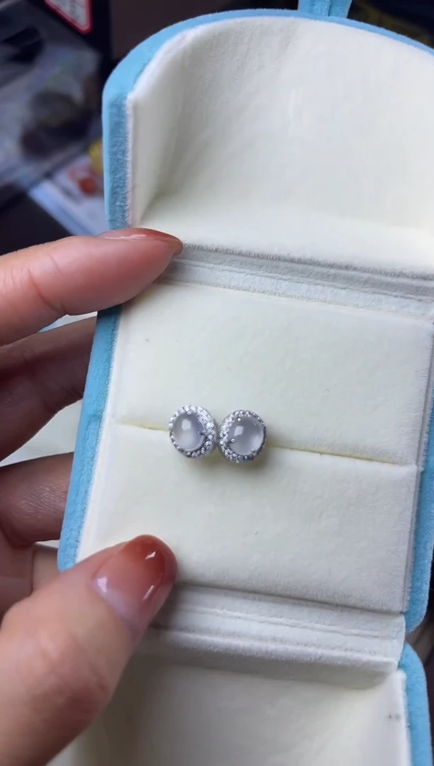 【闪购商品】翡翠耳饰银S925镶嵌耳钉fc814-125