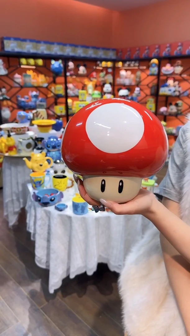 瓷片@@陶瓷蘑菇头饼干罐