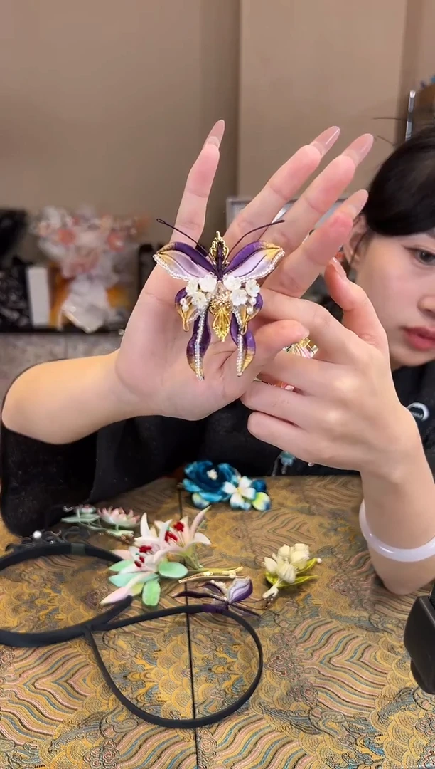 刺绣非遗绒花(发饰)