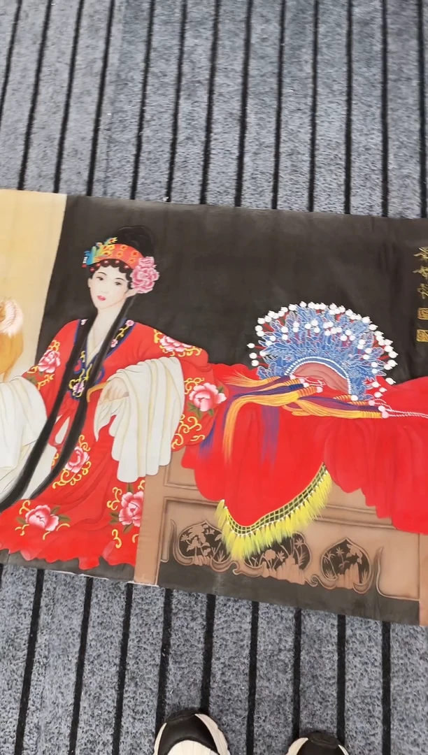 精品国画人物作品绢布