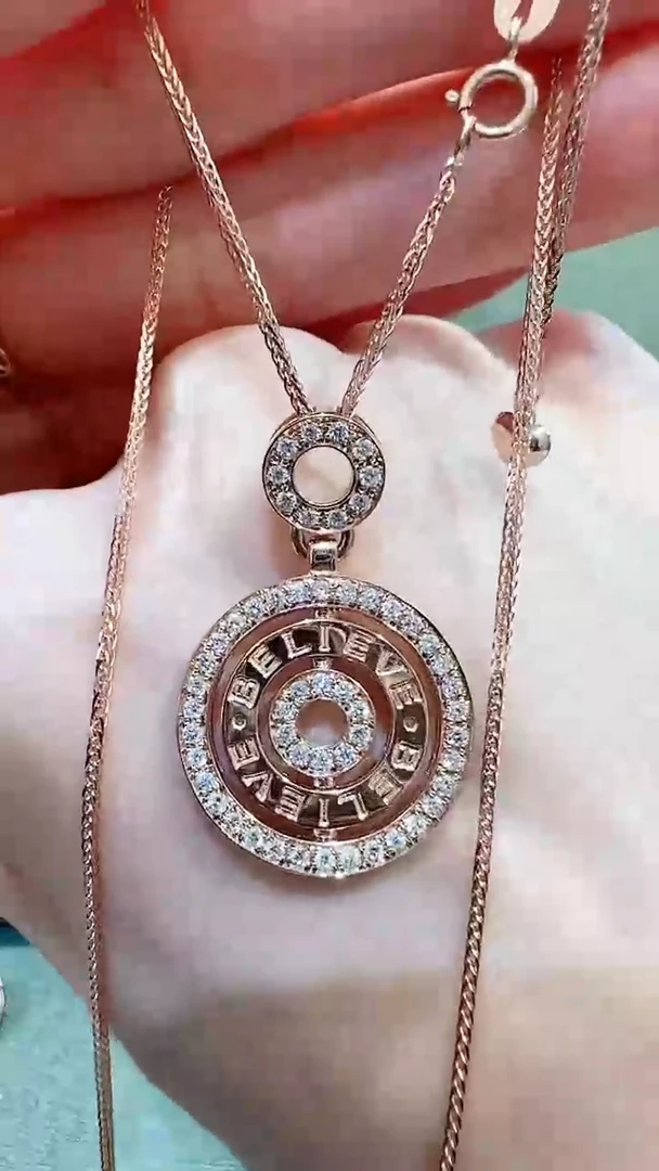 【闪购商品】钻石套链18K金镶嵌18K金金钻石罗盘套链