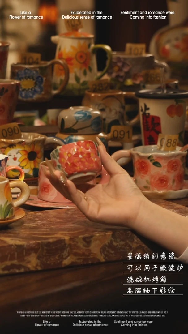 陶瓷景德镇高温手绘釉下彩设计师款式