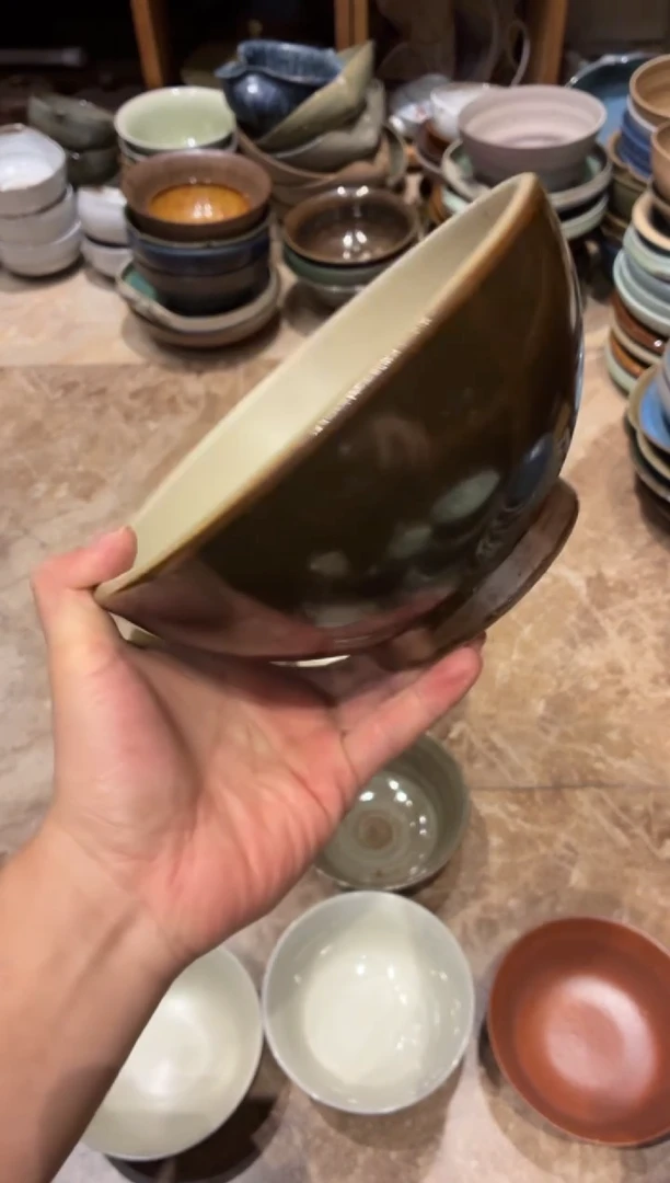 瓷片左*760外棕内白大碗1个