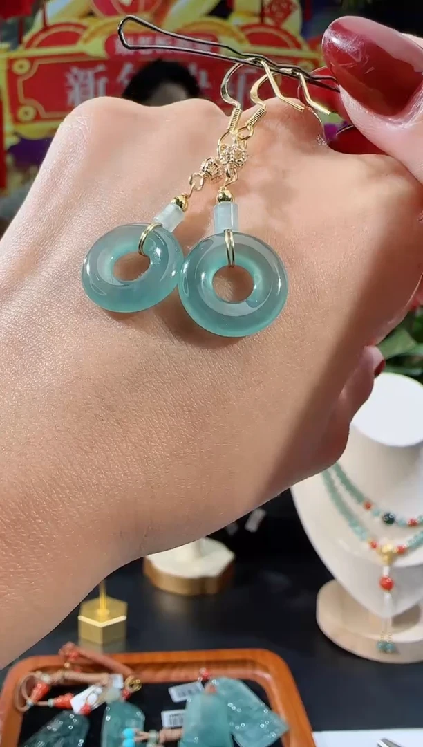 【闪购商品】翡翠耳饰合金甜甜圈多样性发一