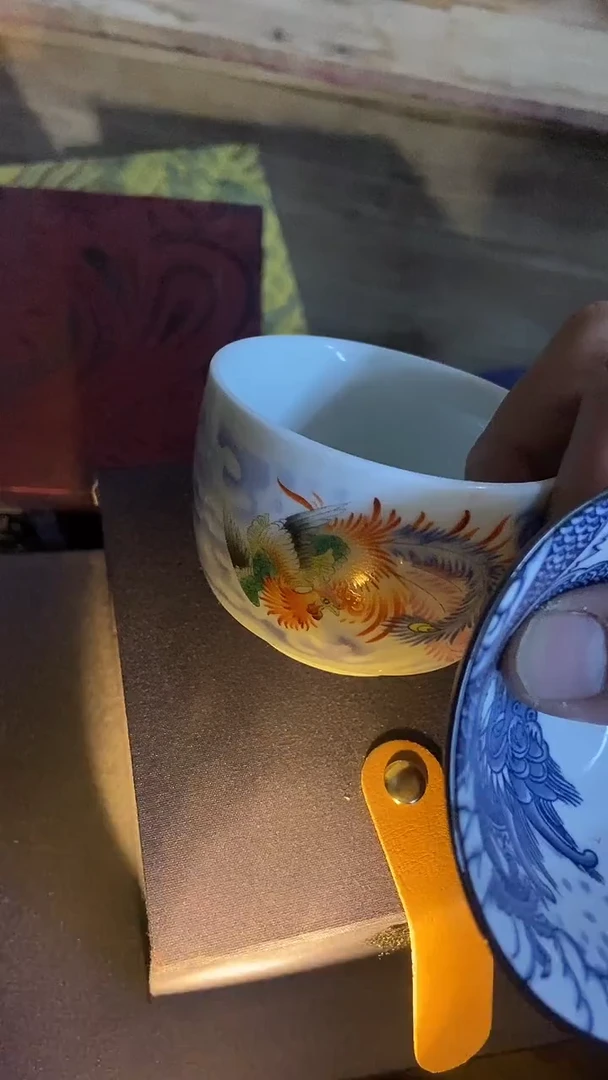 摆件其他主播口述为主 （斗笠杯）盒子里白色凤凰小碗