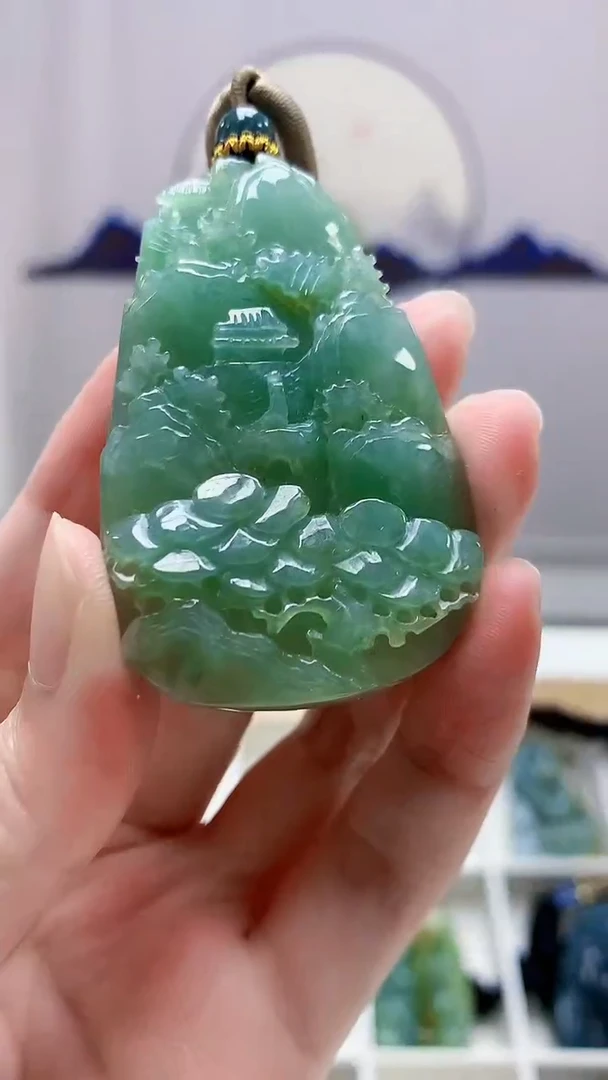 未镶嵌定制翡翠4917zm-毛货挂件93山水