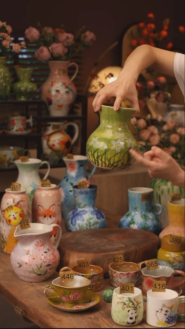 陶瓷525景德镇设计师手作花器摆件侘寂风