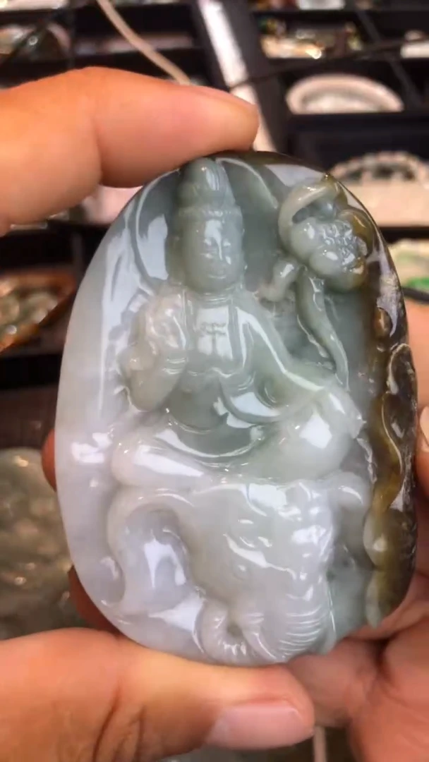 翡翠未镶嵌吊坠(不含链)普贤