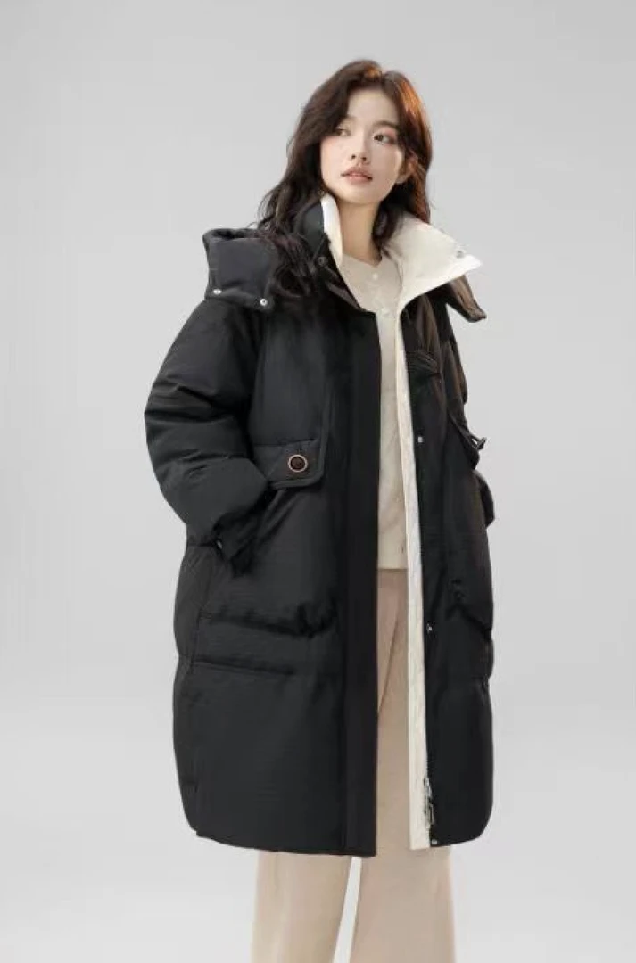 冬季长款羽绒服大口袋-973