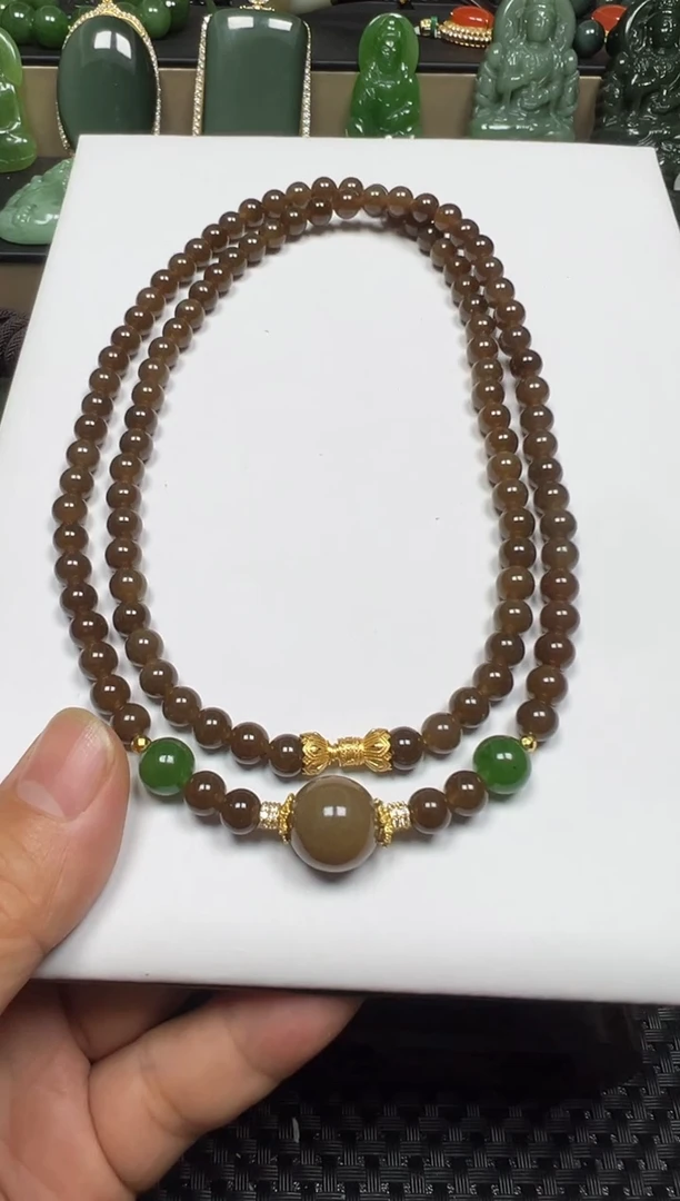 颈饰未镶嵌和田玉【老马】和田玉全糖项108链 项链 约6mm