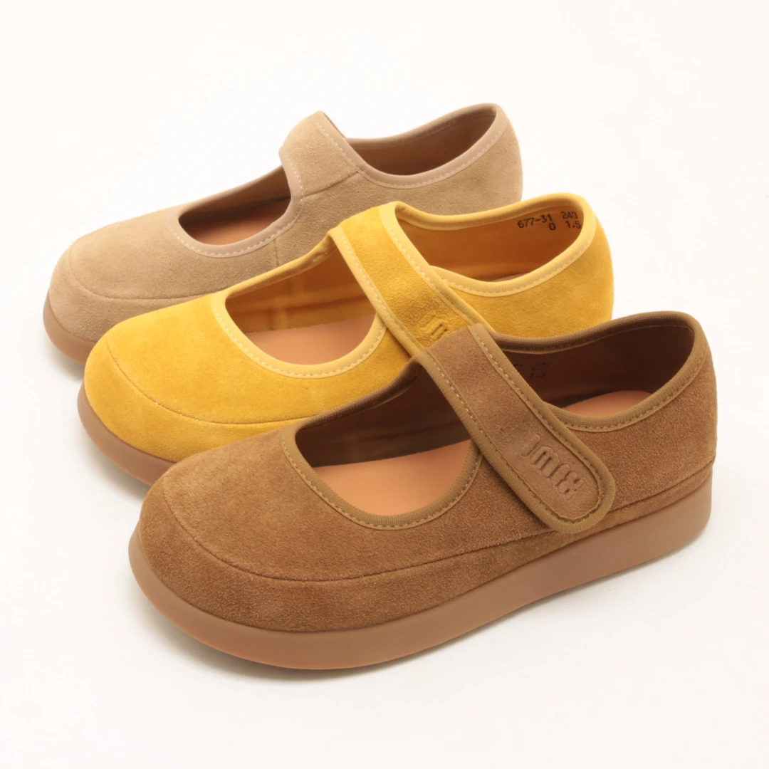 6271春季新款芒果头魔术贴玛丽珍勃肯鞋女复古休闲厚底豆豆单鞋