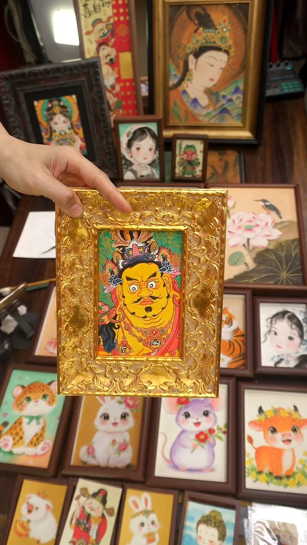 装裱画纯手绘唐卡黄财神111