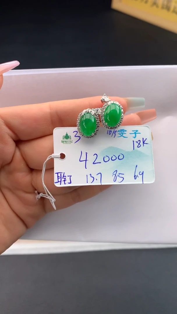 未镶嵌翡翠耳钉自带#送人#，联系客服核对地址~