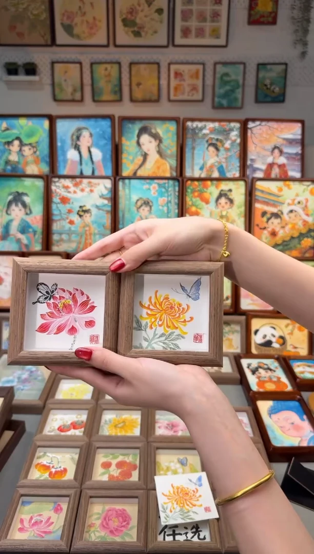 国画有****呢荷花蝴蝶 菊花蝴蝶 一组11