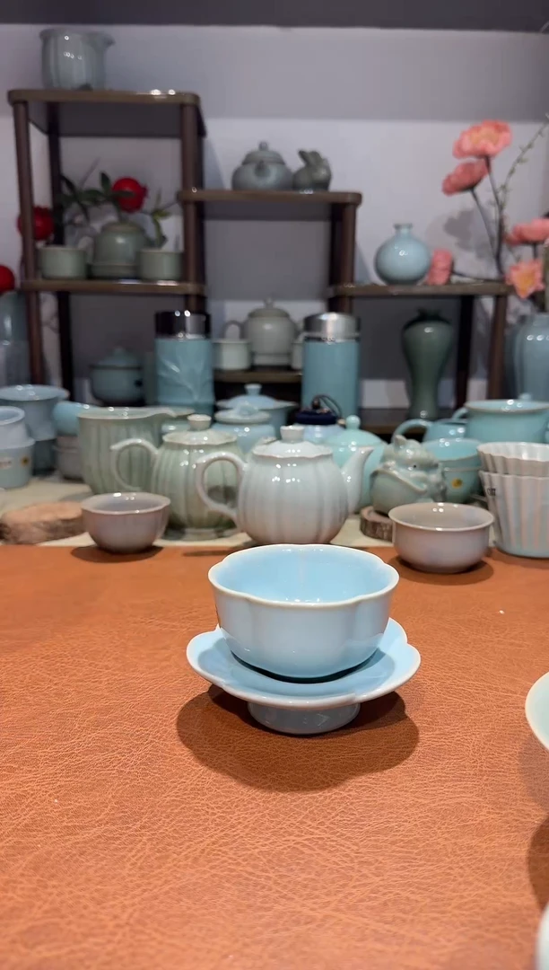 其他039梅花盏两件套 天青釉一级精品 咖啡杯主人杯品茗杯*