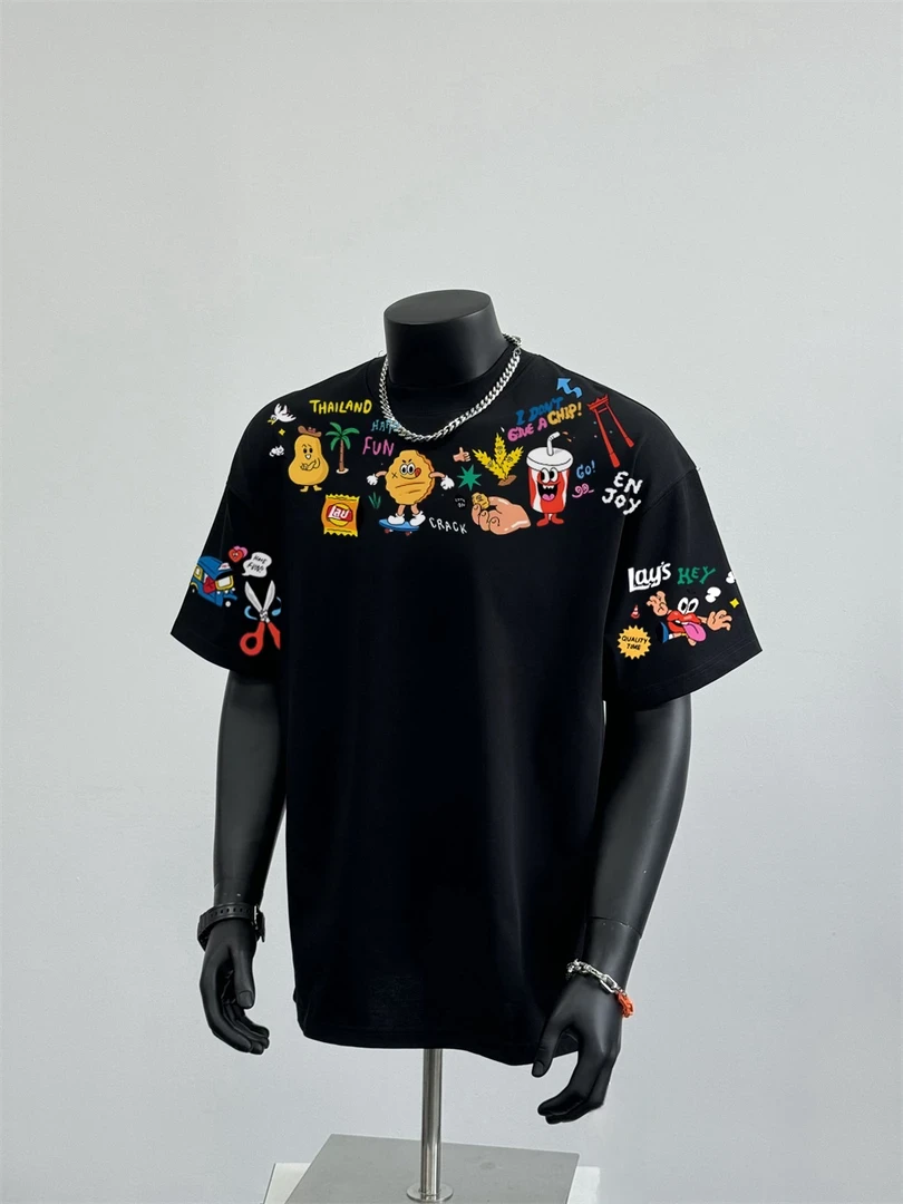 高街卡通嘻哈rap原创小众oversize阿美咔叽ins风全棉奢潮短袖T恤
