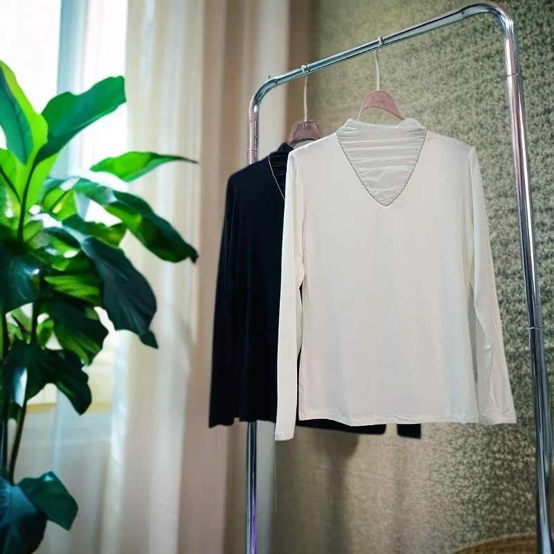 媛媛家20069时尚百搭打底衫春款半高领气质简约