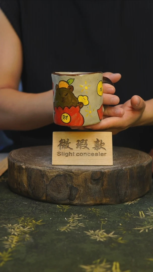 杯子68釉下彩手绘微瑕发货