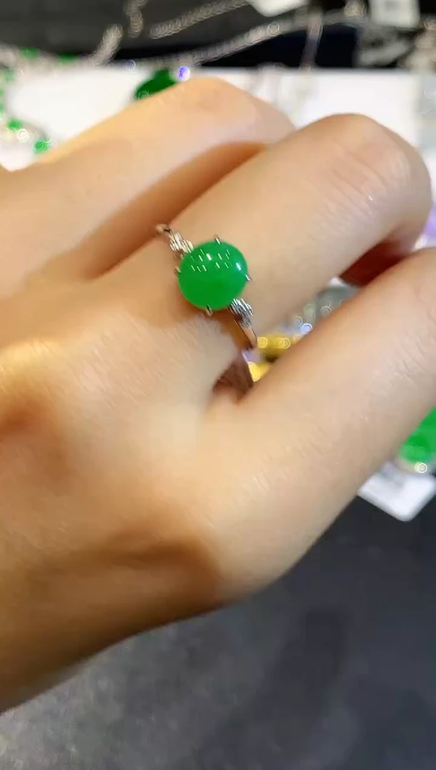 翡翠戒指18K金镶嵌L0471多样性发其一