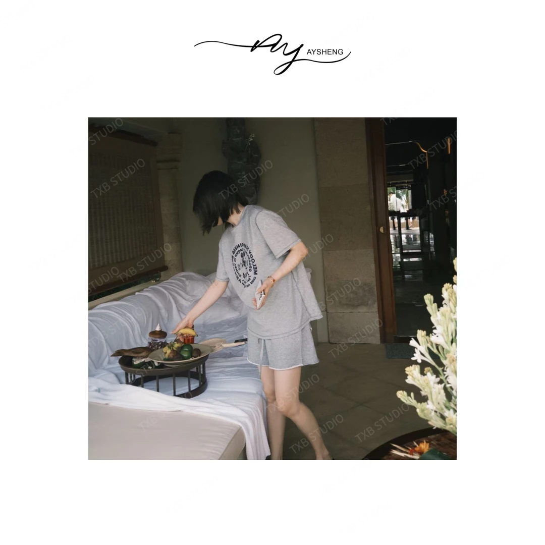 TXB 100%棉2025春款两面穿复古圆盘T日系小众纯棉舒适T恤XB-6931