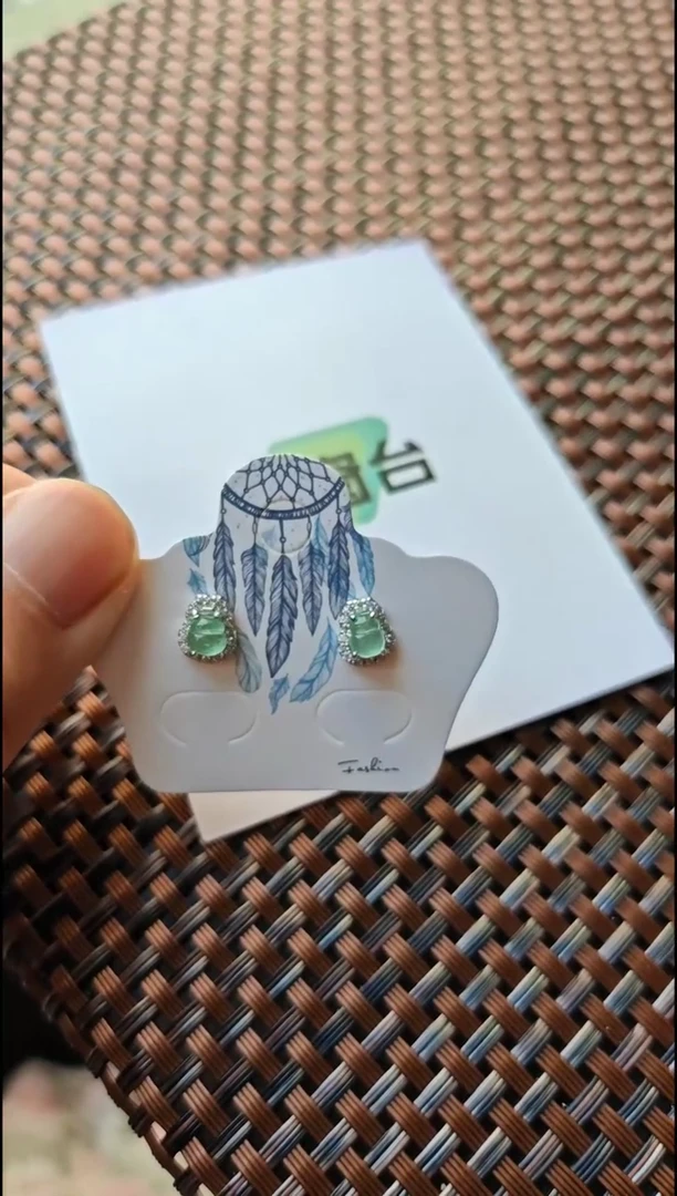 【闪购商品】翡翠耳饰银S925镶嵌翡翠耳饰S925银镶嵌