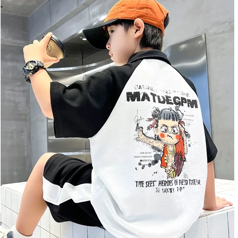 2025新款男童夏季哪吒POLO衫短袖休闲潮童百搭T恤