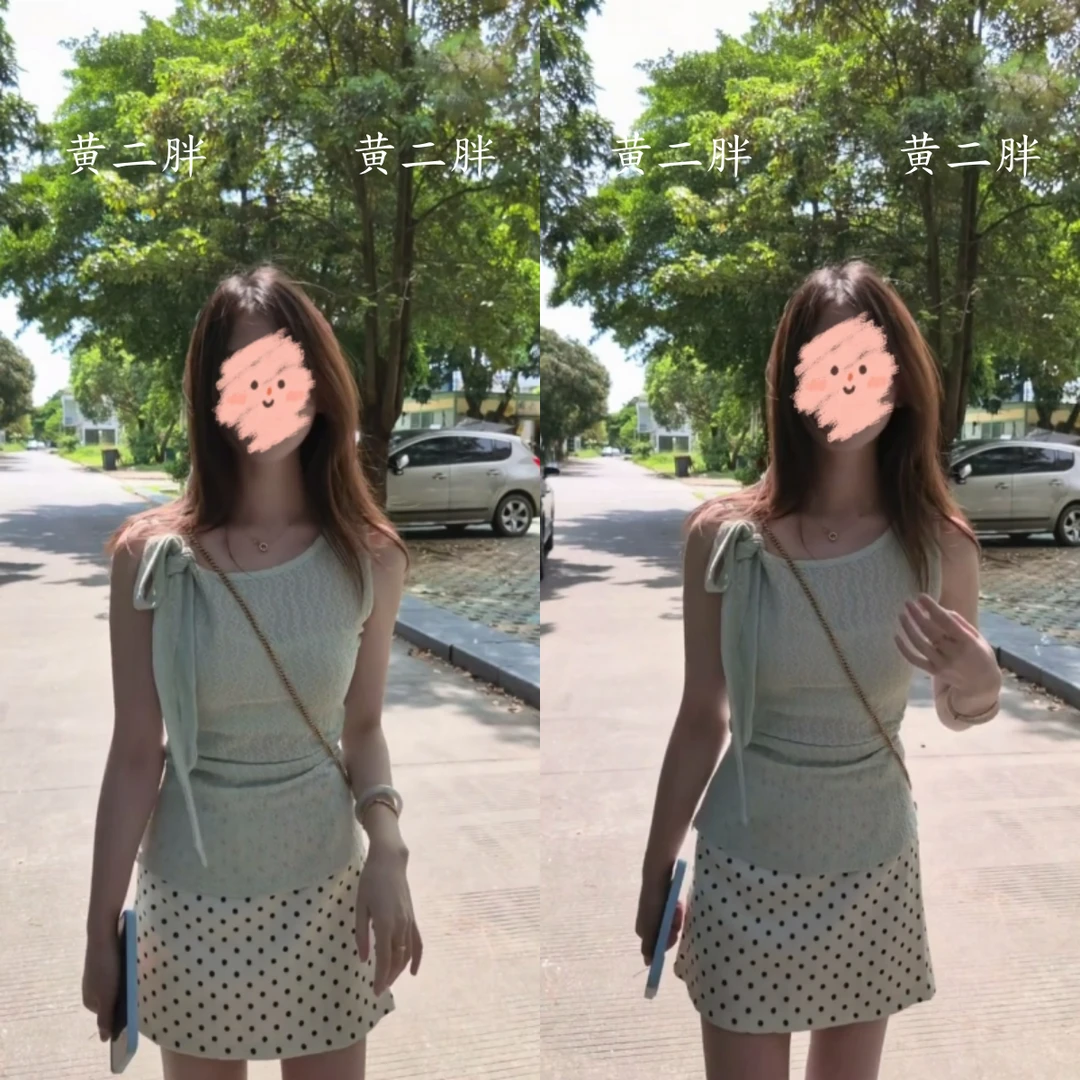 设计感系带无袖吊带背心女漂亮掐腰显瘦上衣+波点短裙2025夏新款