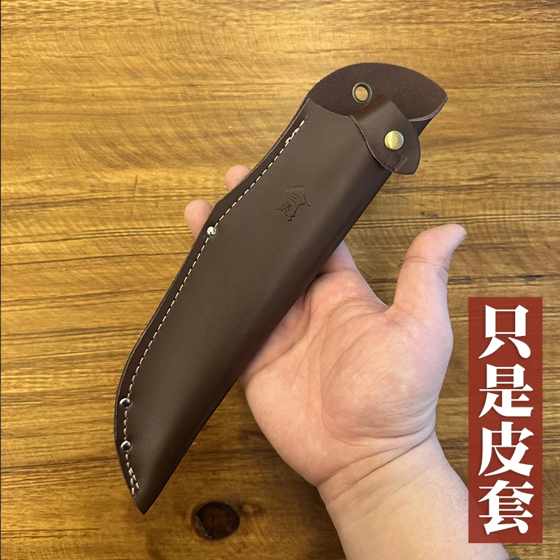 手工缝制一等牛皮户外尖刀保护套便携刀鞘